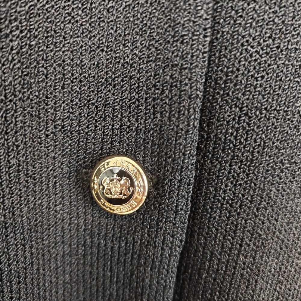 St. John Basics Mock Neck Button Up Padded Knit C… - image 6